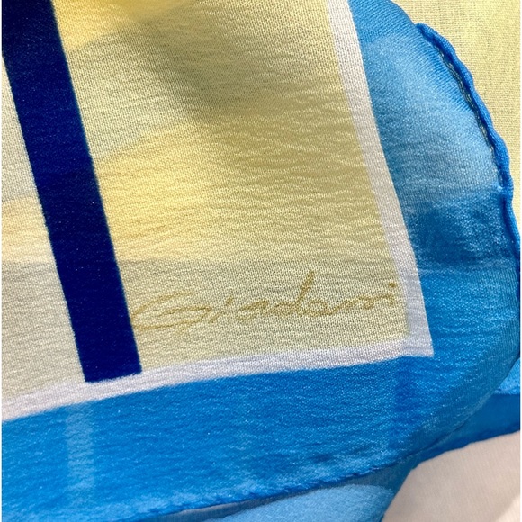 🌟HP🌟VTG Large Italian Designer Colorful Geometric Print Square Scarf Giordani - Picture 3 of 7